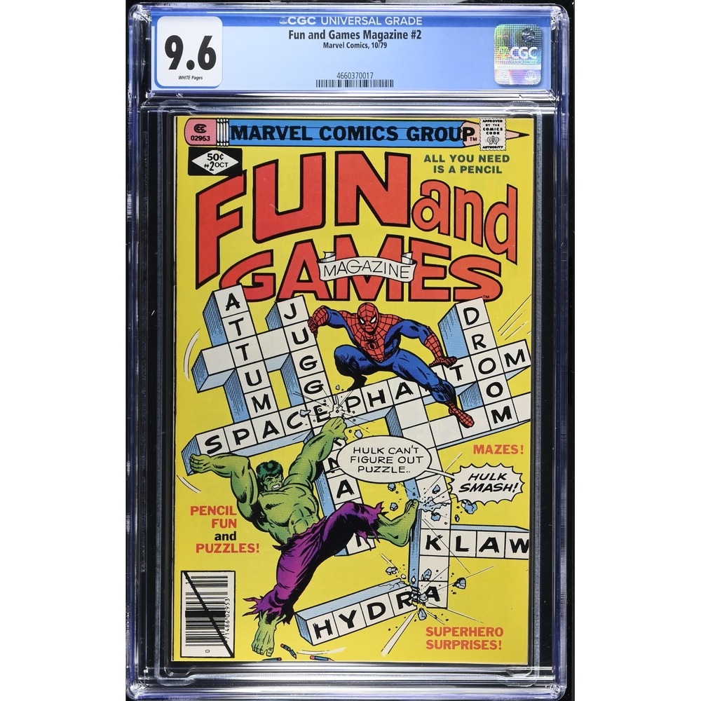 Fun and Games Magazine #2 '79 CGC Marvel Comics CGC 9.6 White Pages Hulk &Spidey